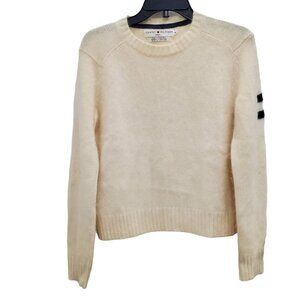 Tommy Hilfiger Women's Vintage‎ Y2K Cream Lambswool Angora Preppy Flag Sweater M